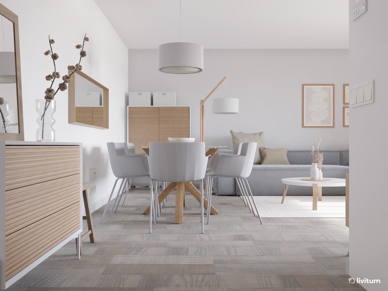 Salón comedor nórdico.