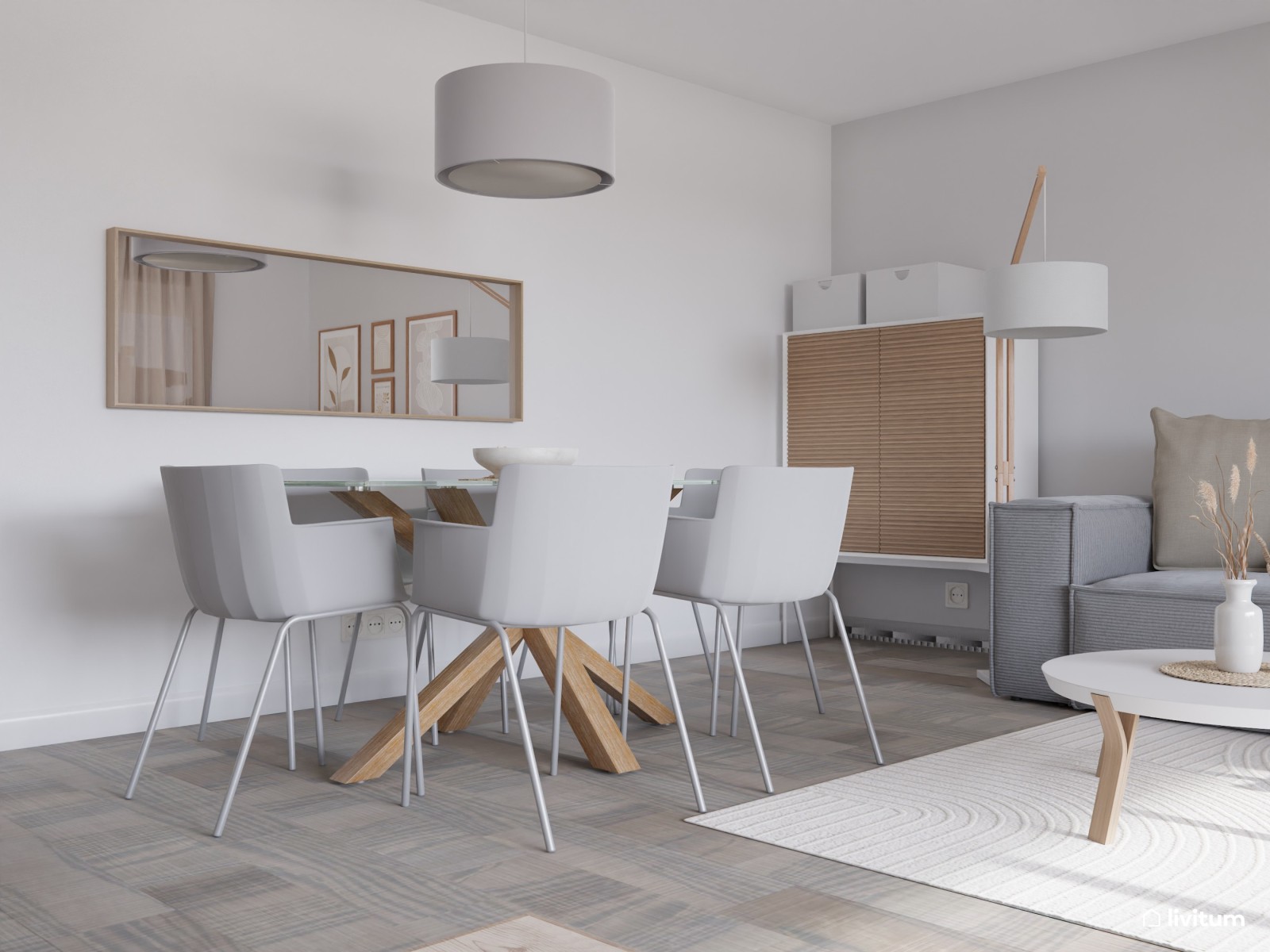 Salón comedor nórdico.