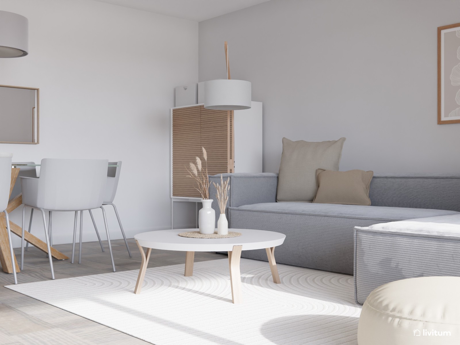 Salón comedor nórdico.