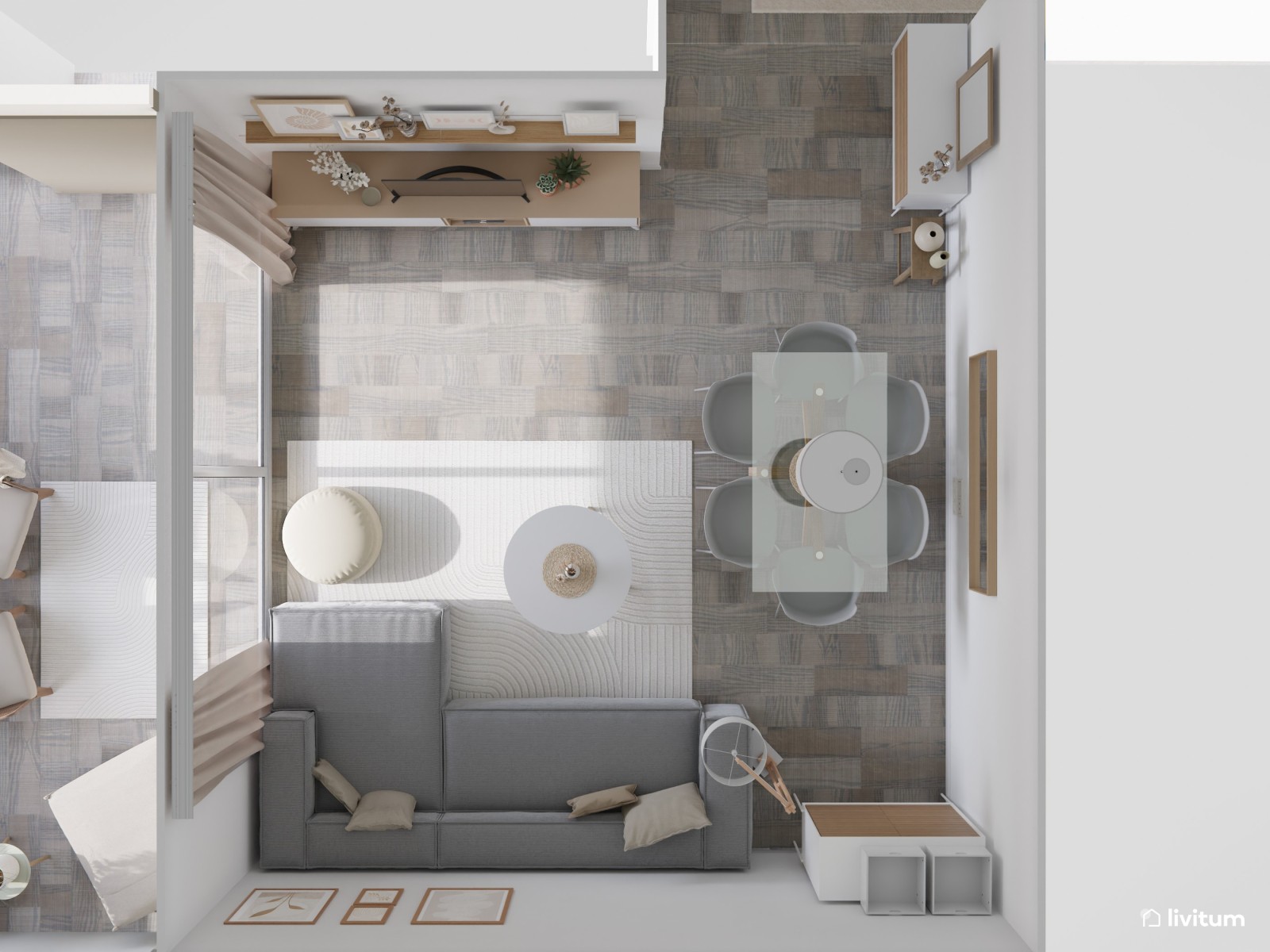 Salón comedor nórdico.