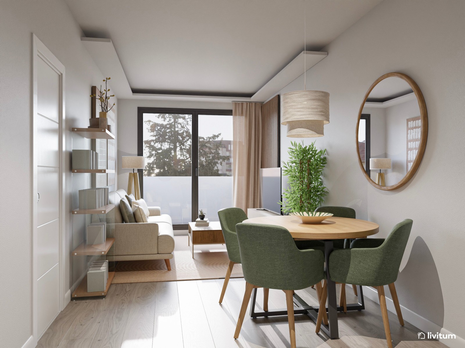 Salón comedor pequeño de estilo moderno de 20 m² 