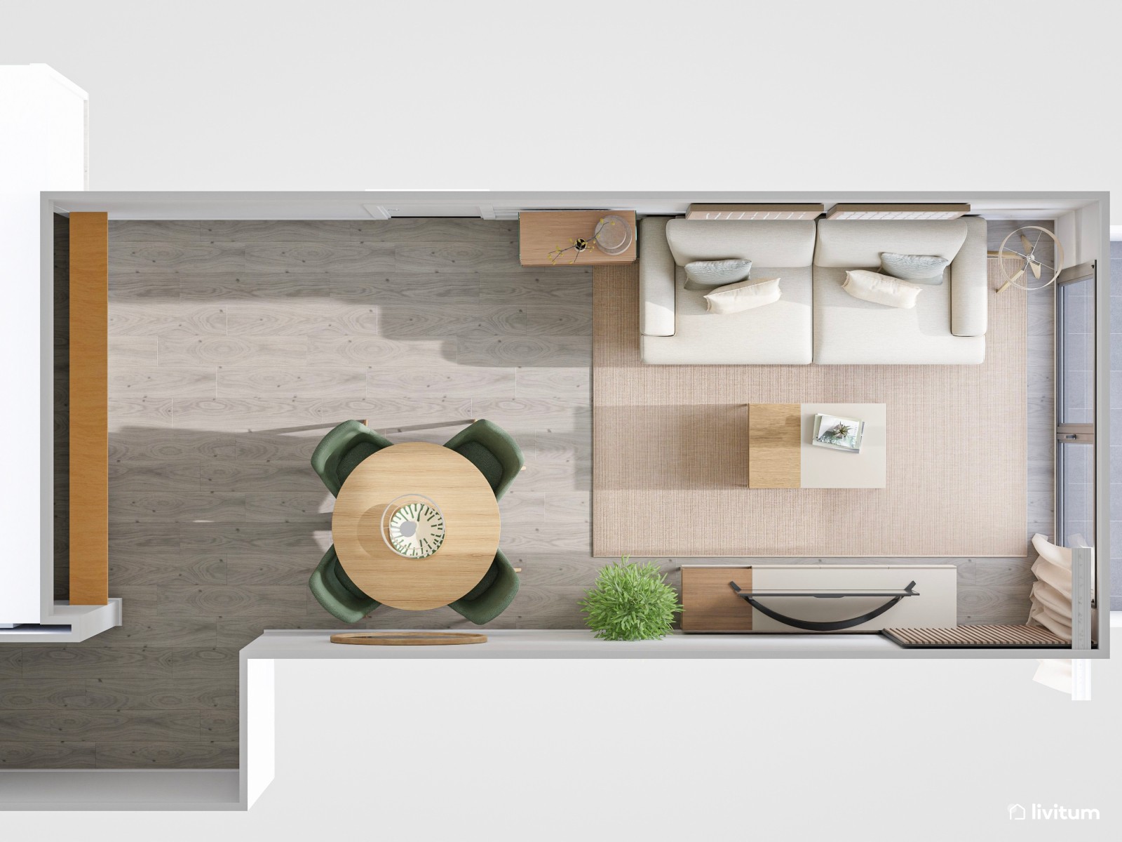 Salón comedor pequeño de estilo moderno de 20 m² 