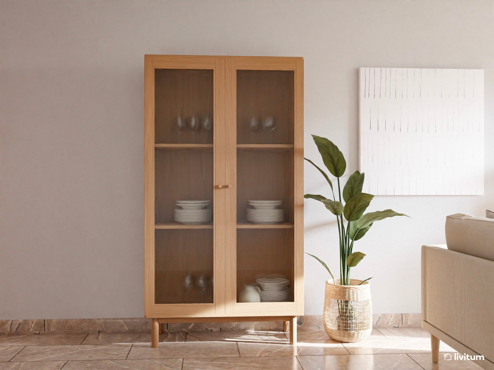 Salón comedor pequeño, moderno y elegante de 19 m² 