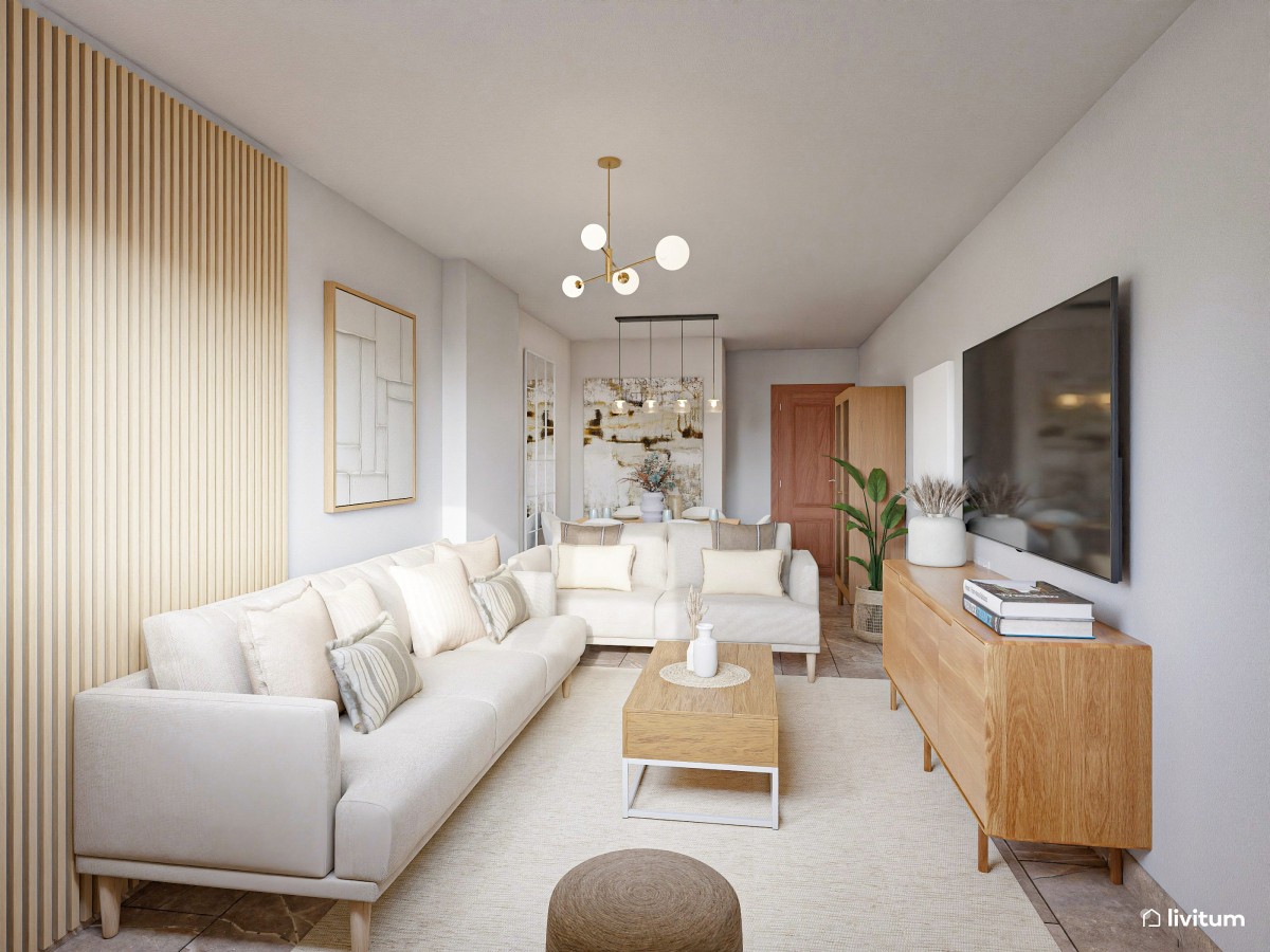 Salón comedor pequeño, moderno y elegante de 19 m²