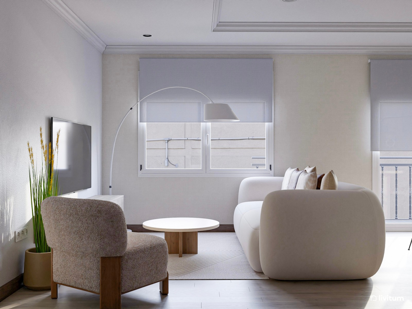 Salón con muebles curvos: suavidad y elegancia minimalista