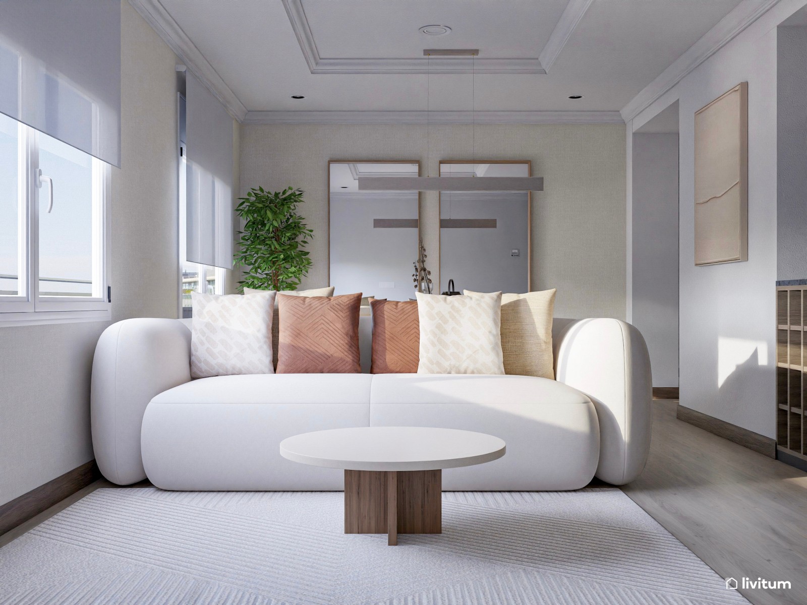 Salón con muebles curvos: suavidad y elegancia minimalista