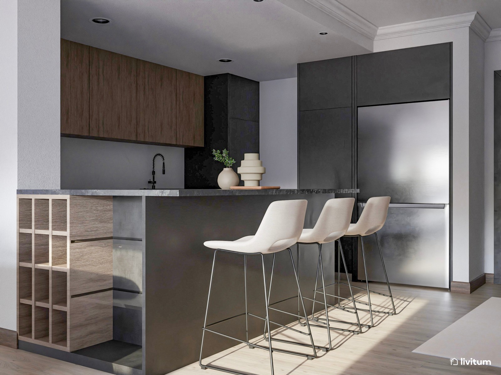 Salón con muebles curvos: suavidad y elegancia minimalista