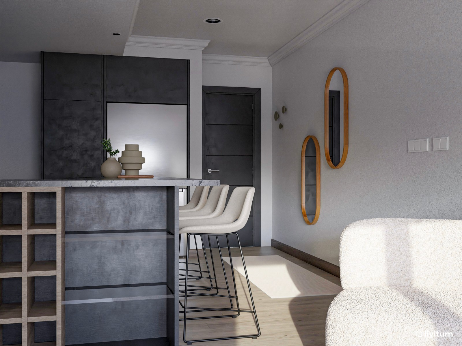 Salón con muebles curvos: suavidad y elegancia minimalista