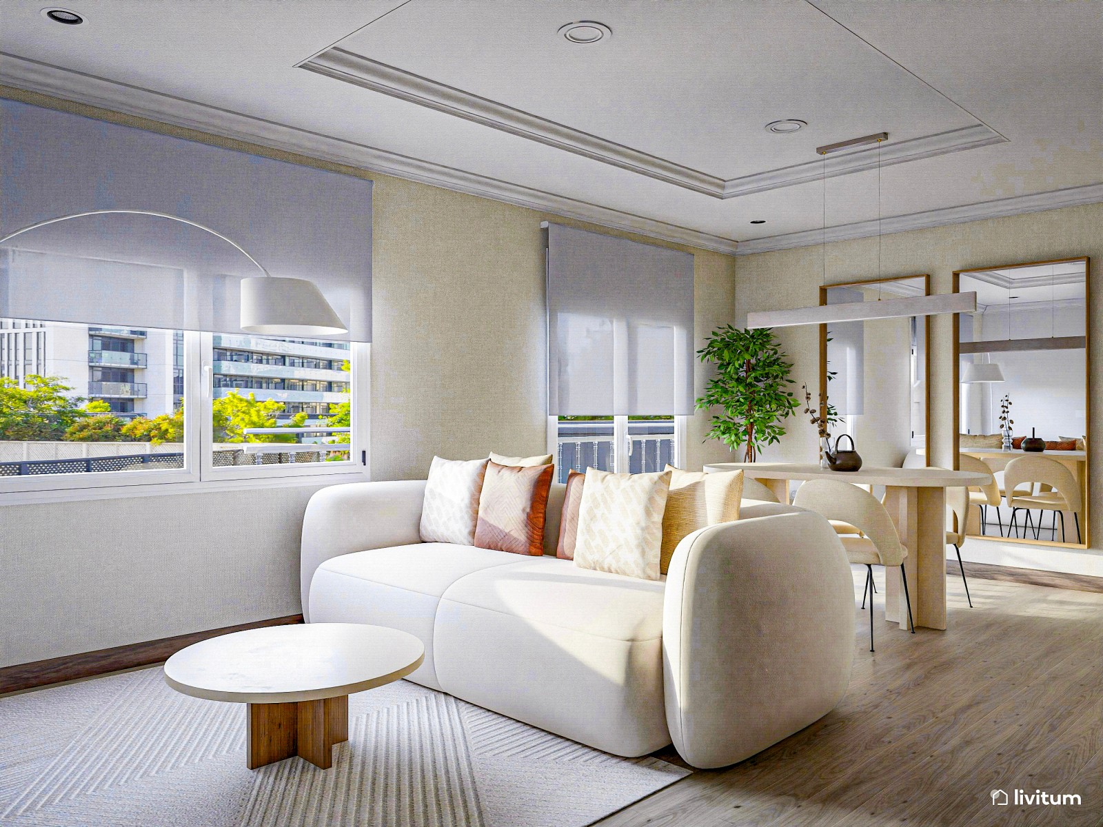 Salón con muebles curvos: suavidad y elegancia minimalista