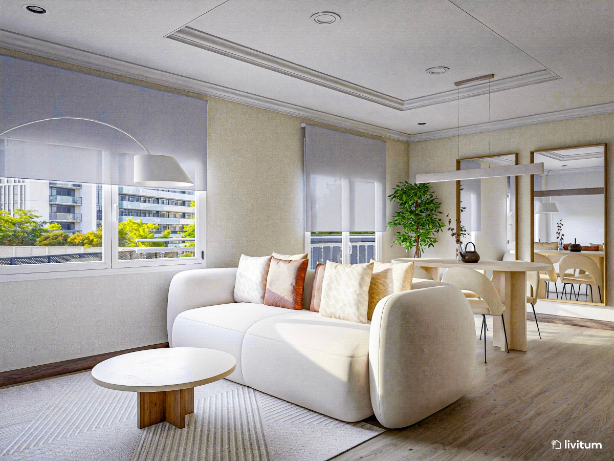 Salón con muebles curvos: suavidad y elegancia minimalista