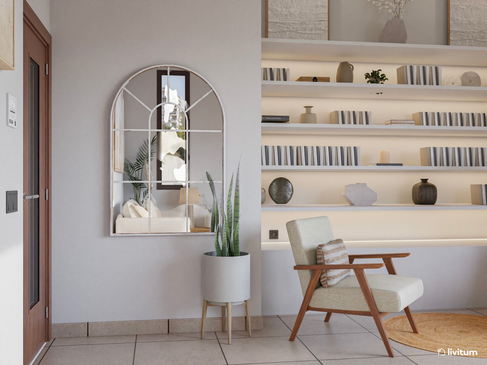Salón con techos altos con toques coloniales