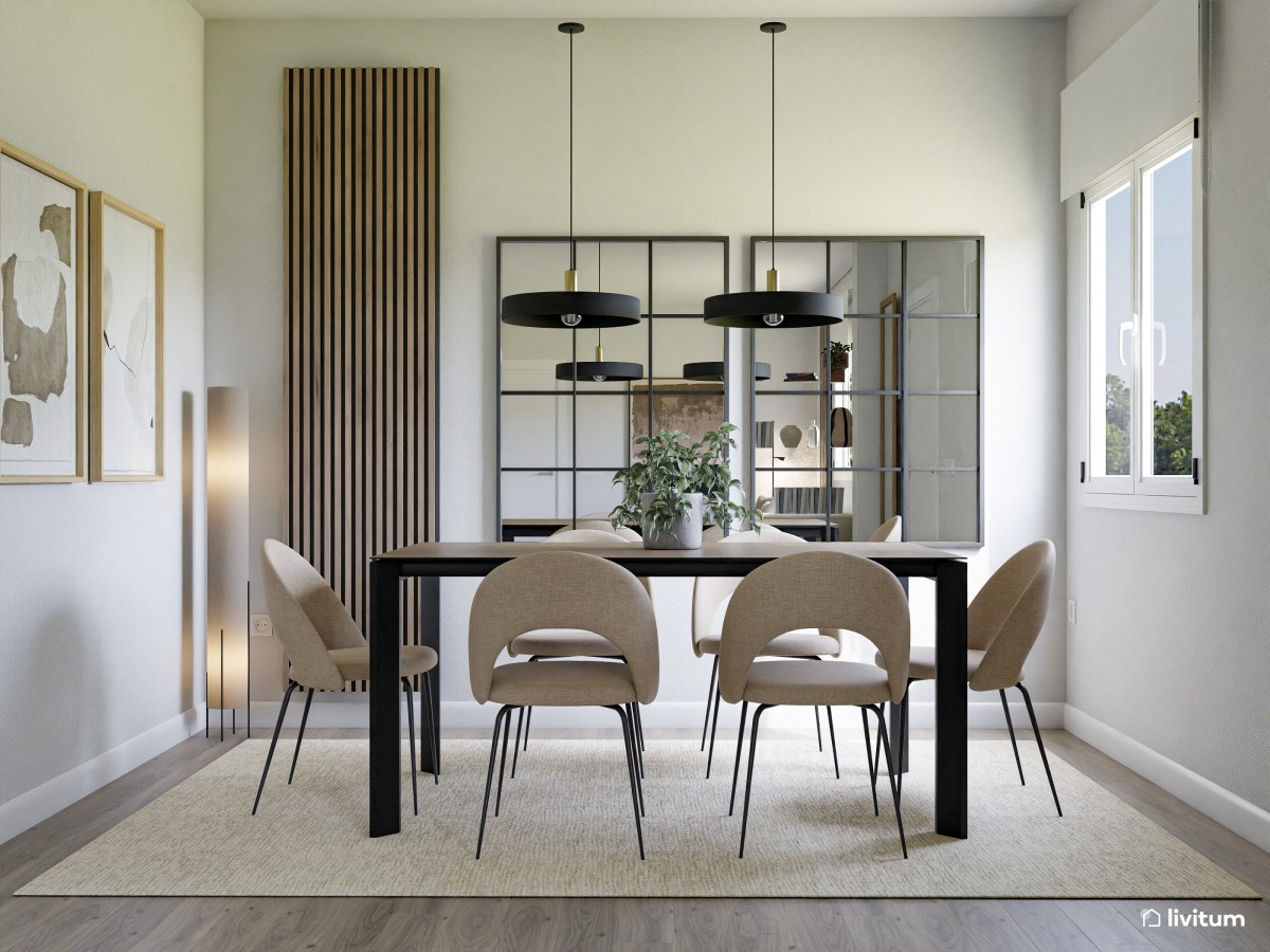 Salón de diseño contemporáneo con comedor muy elegante