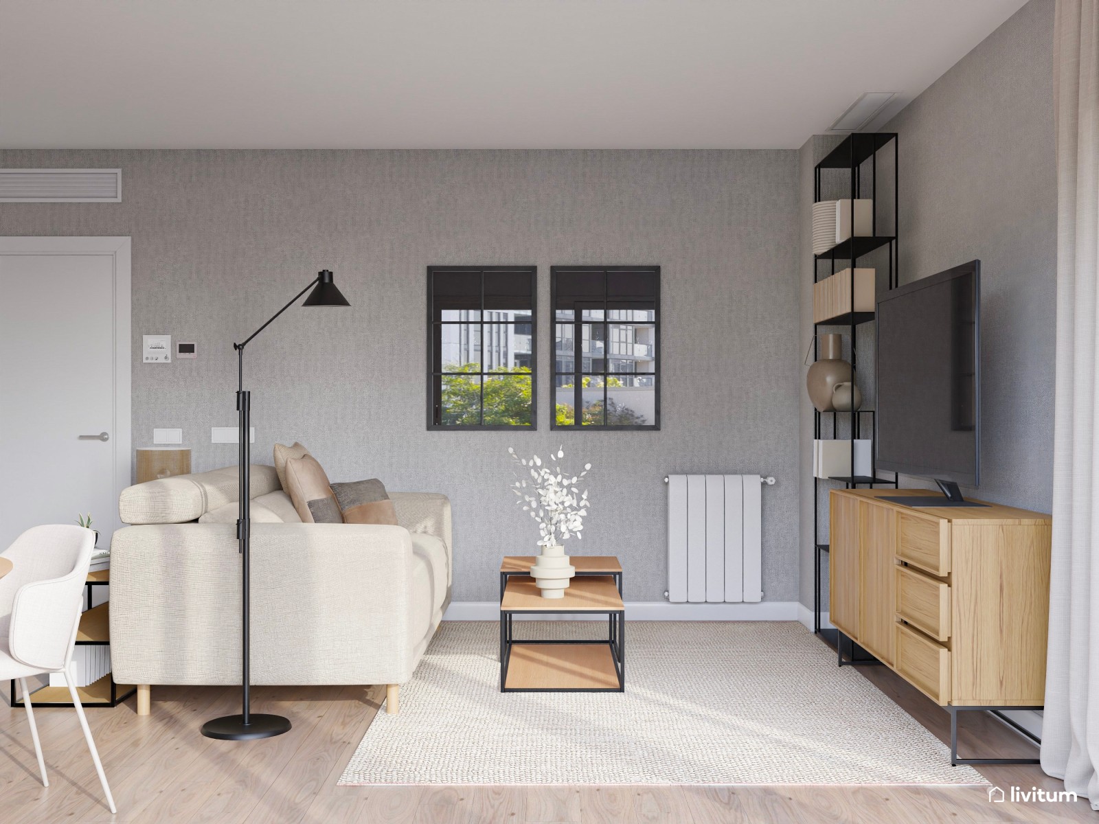 Salón de estilo nórdico: un servicio de decoración para los clientes de una constructora 