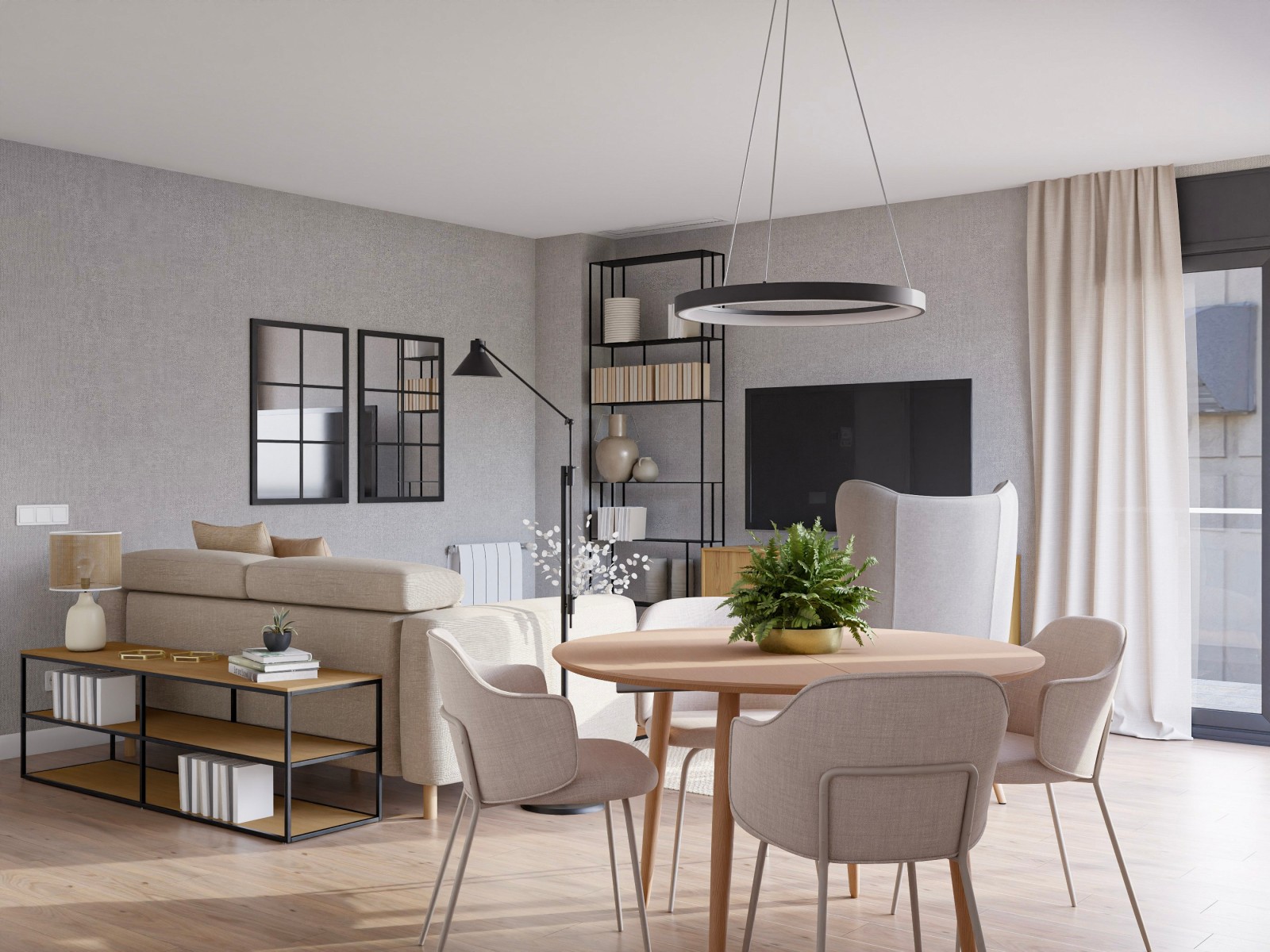 Salón de estilo nórdico: un servicio de decoración para los clientes de una constructora 