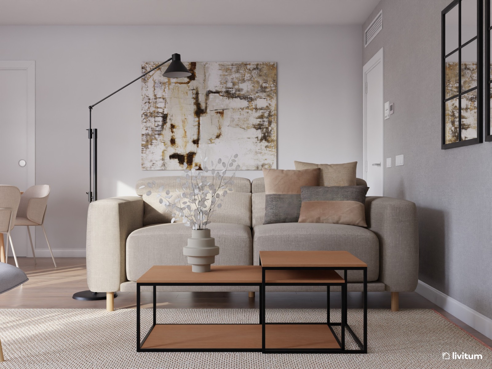 Salón de estilo nórdico: un servicio de decoración para los clientes de una constructora 