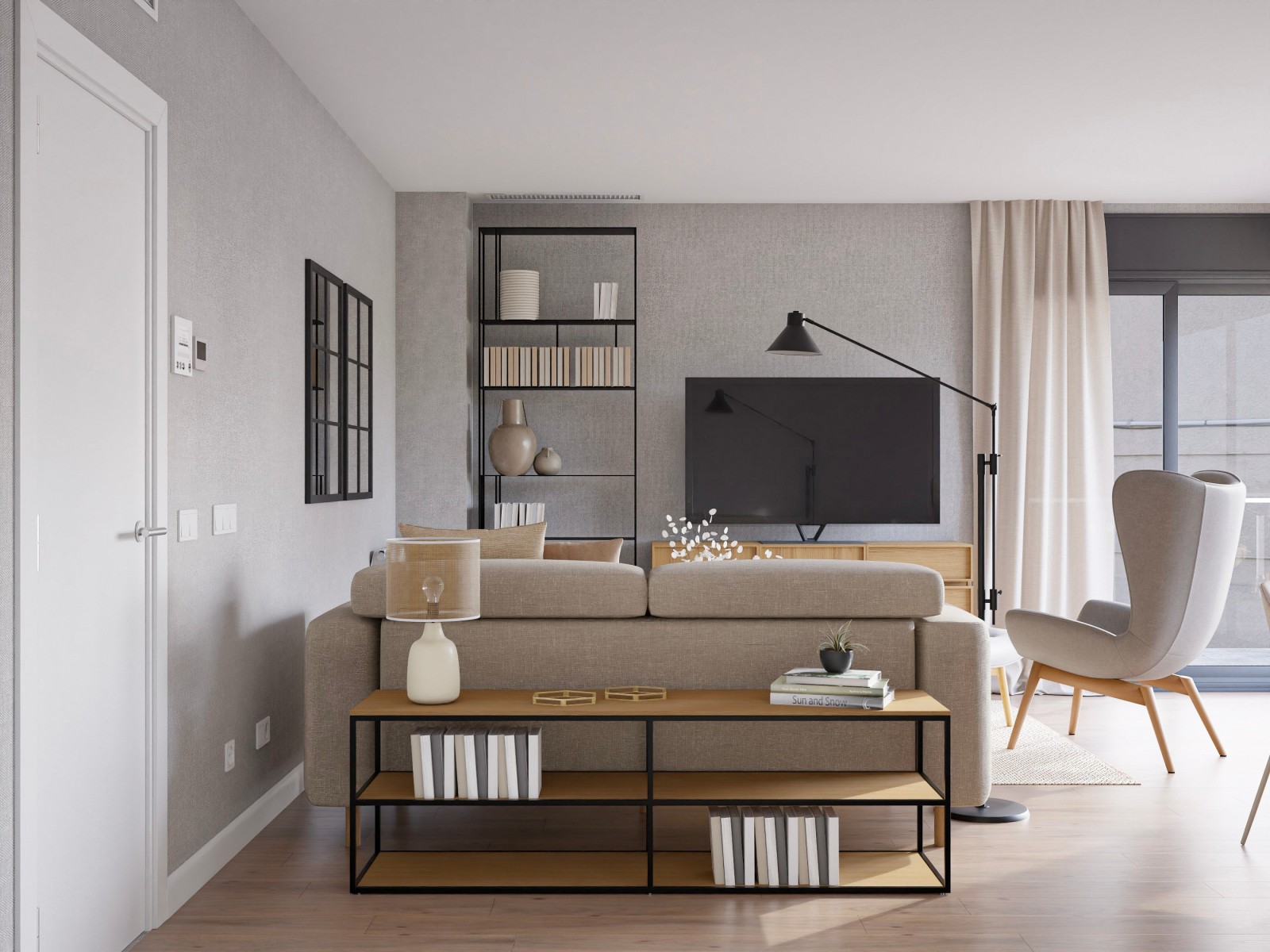 Salón de estilo nórdico: un servicio de decoración para los clientes de una constructora 