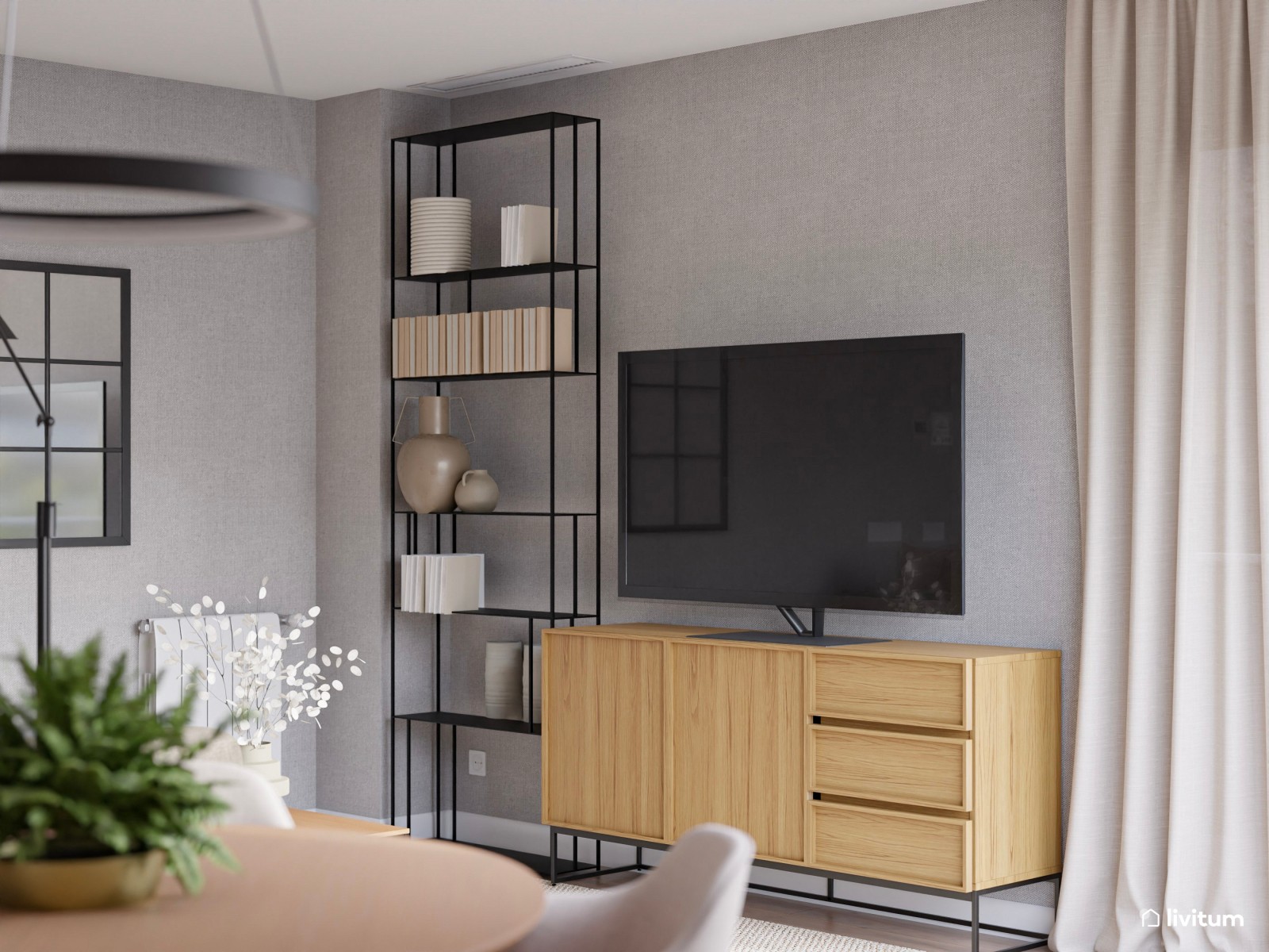 Salón de estilo nórdico: un servicio de decoración para los clientes de una constructora 