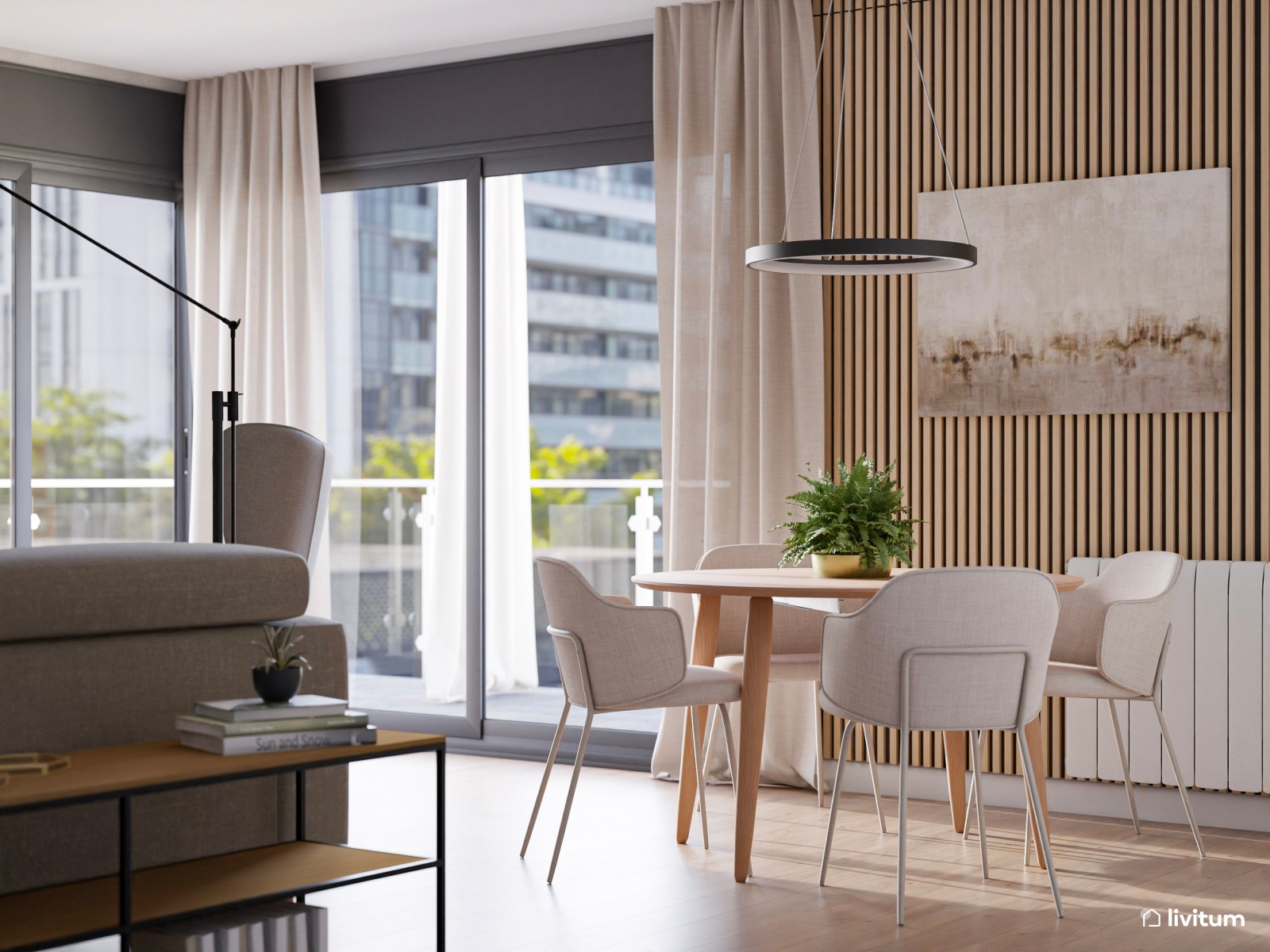 Salón de estilo nórdico: un servicio de decoración para los clientes de una constructora 