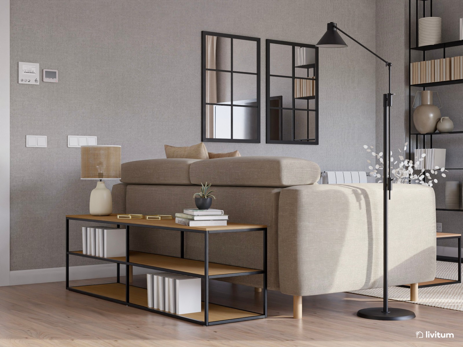 Salón de estilo nórdico: un servicio de decoración para los clientes de una constructora 