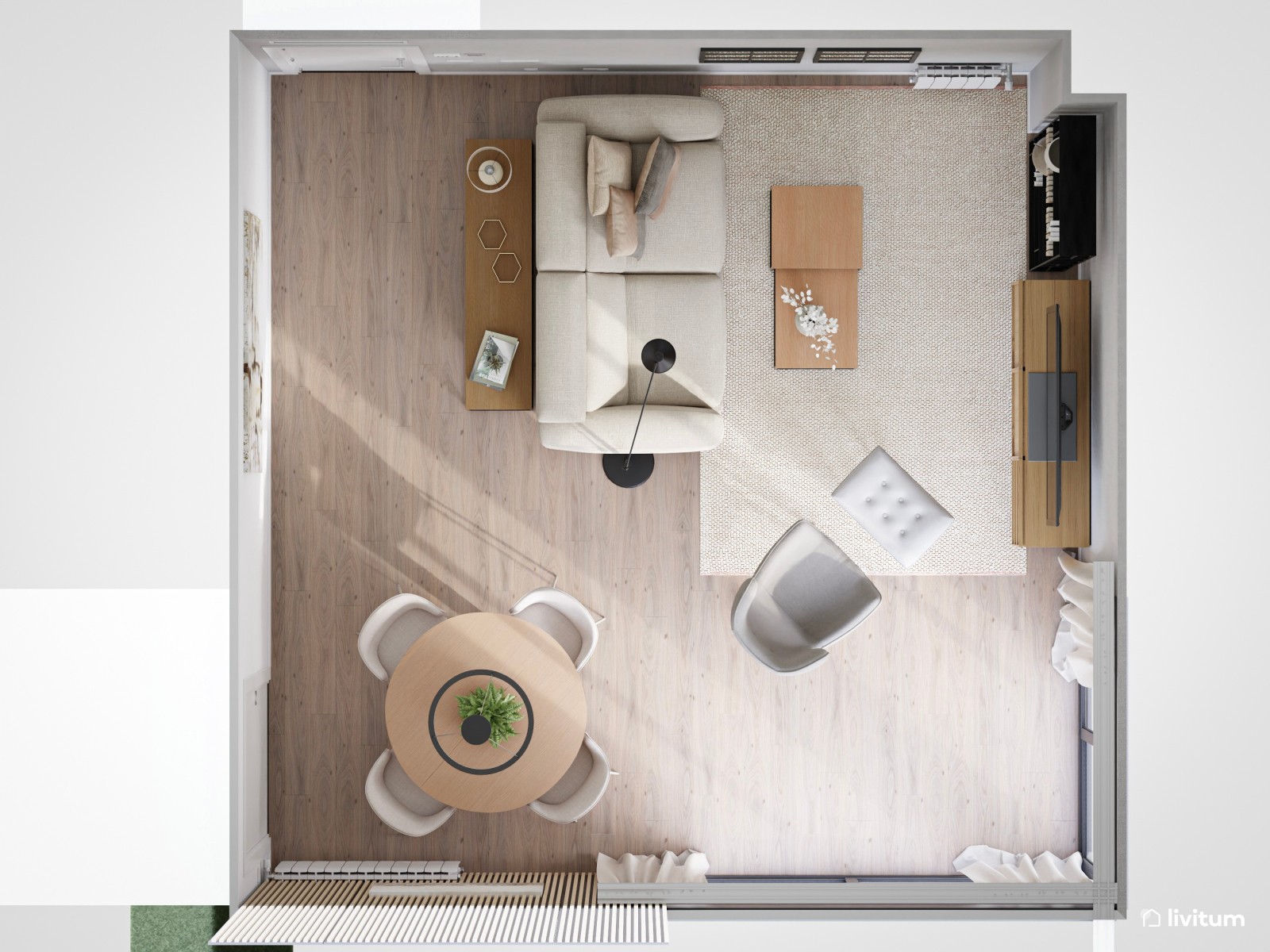 Salón de estilo nórdico: un servicio de decoración para los clientes de una constructora 