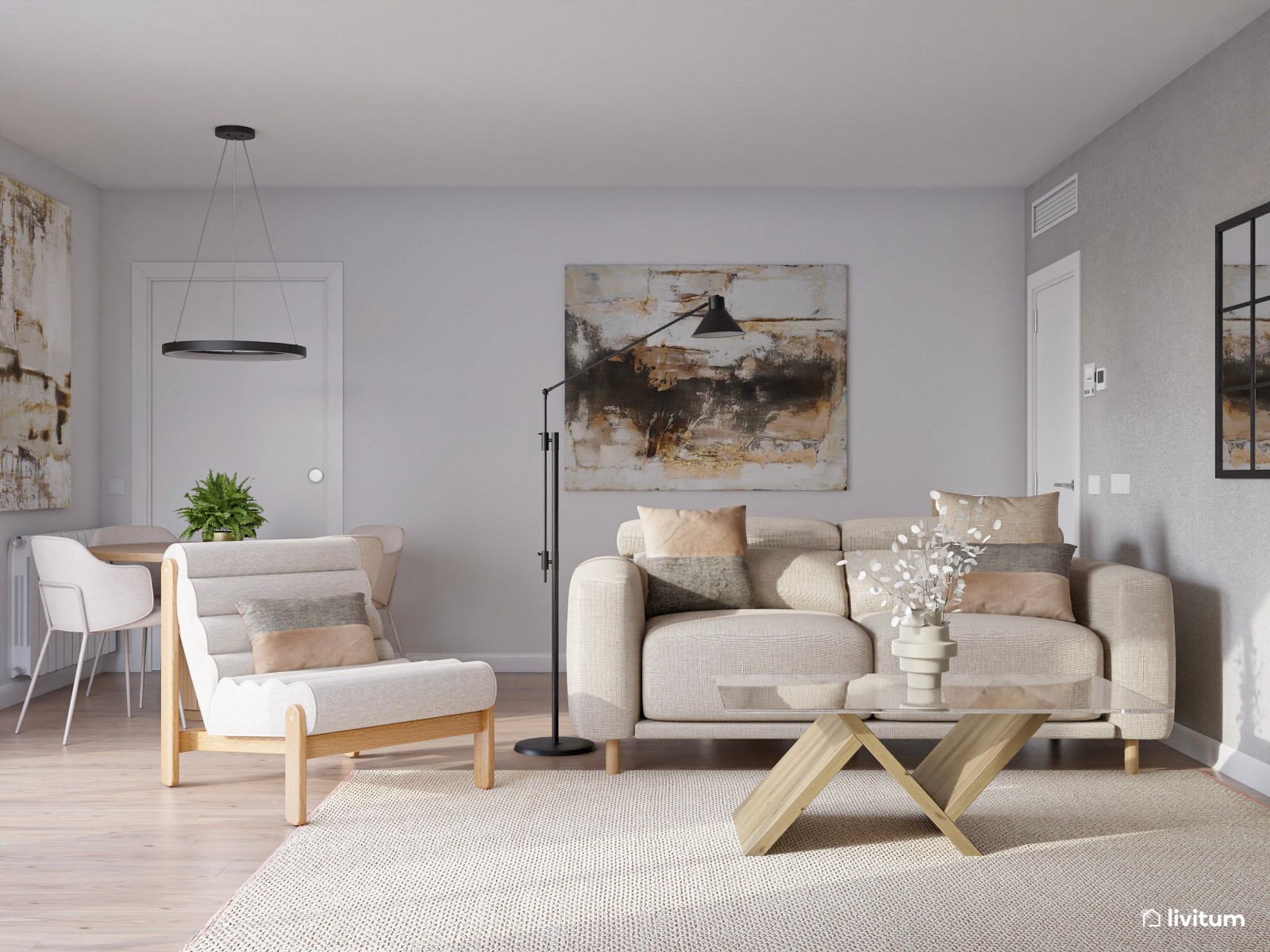 Salón de estilo nórdico: un servicio de decoración para los clientes de una constructora 