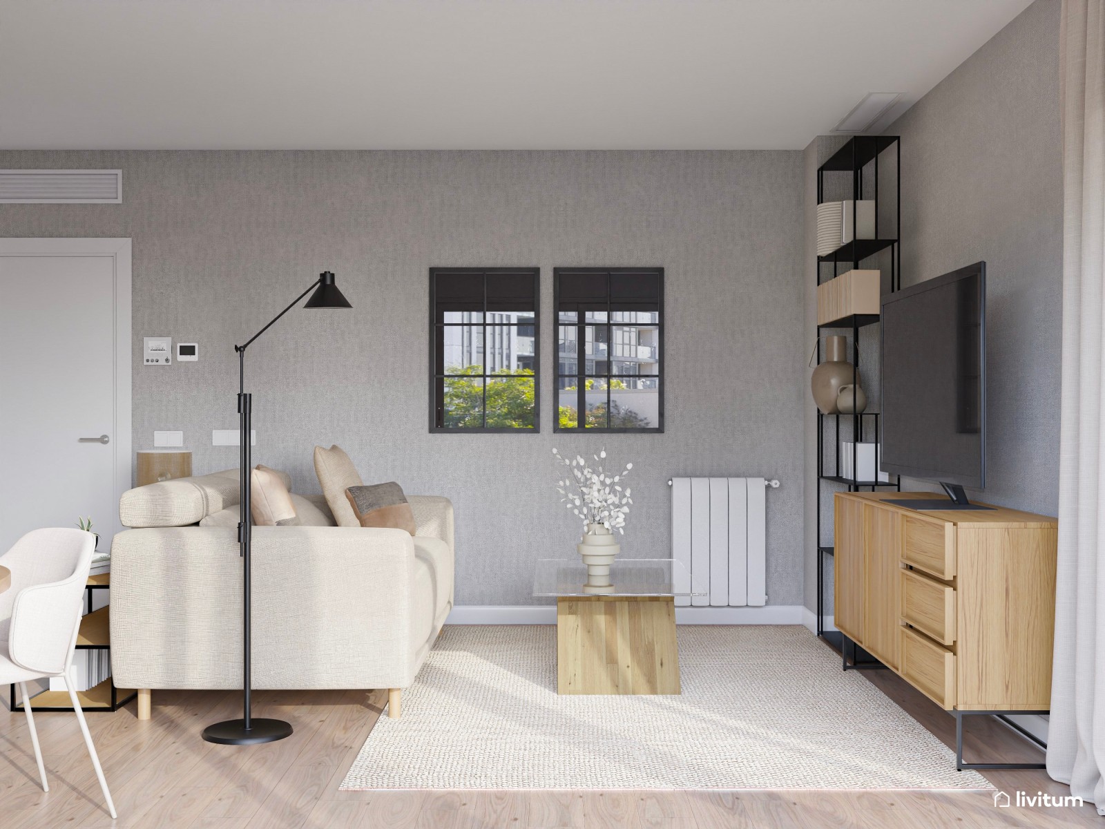 Salón de estilo nórdico: un servicio de decoración para los clientes de una constructora 