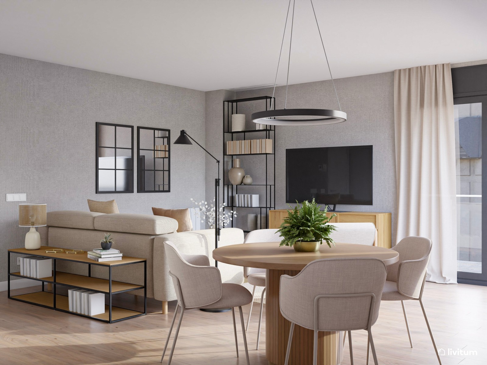 Salón de estilo nórdico: un servicio de decoración para los clientes de una constructora 