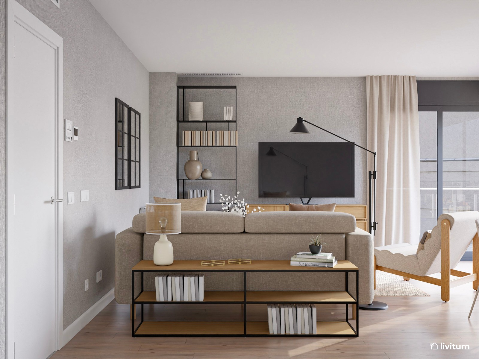 Salón de estilo nórdico: un servicio de decoración para los clientes de una constructora 