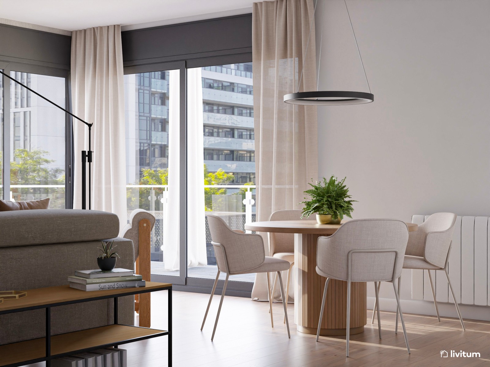 Salón de estilo nórdico: un servicio de decoración para los clientes de una constructora 