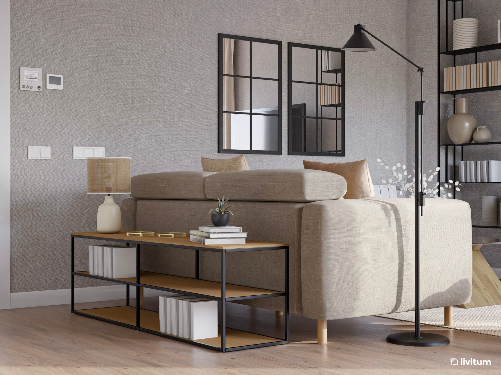 Salón de estilo nórdico: un servicio de decoración para los clientes de una constructora 