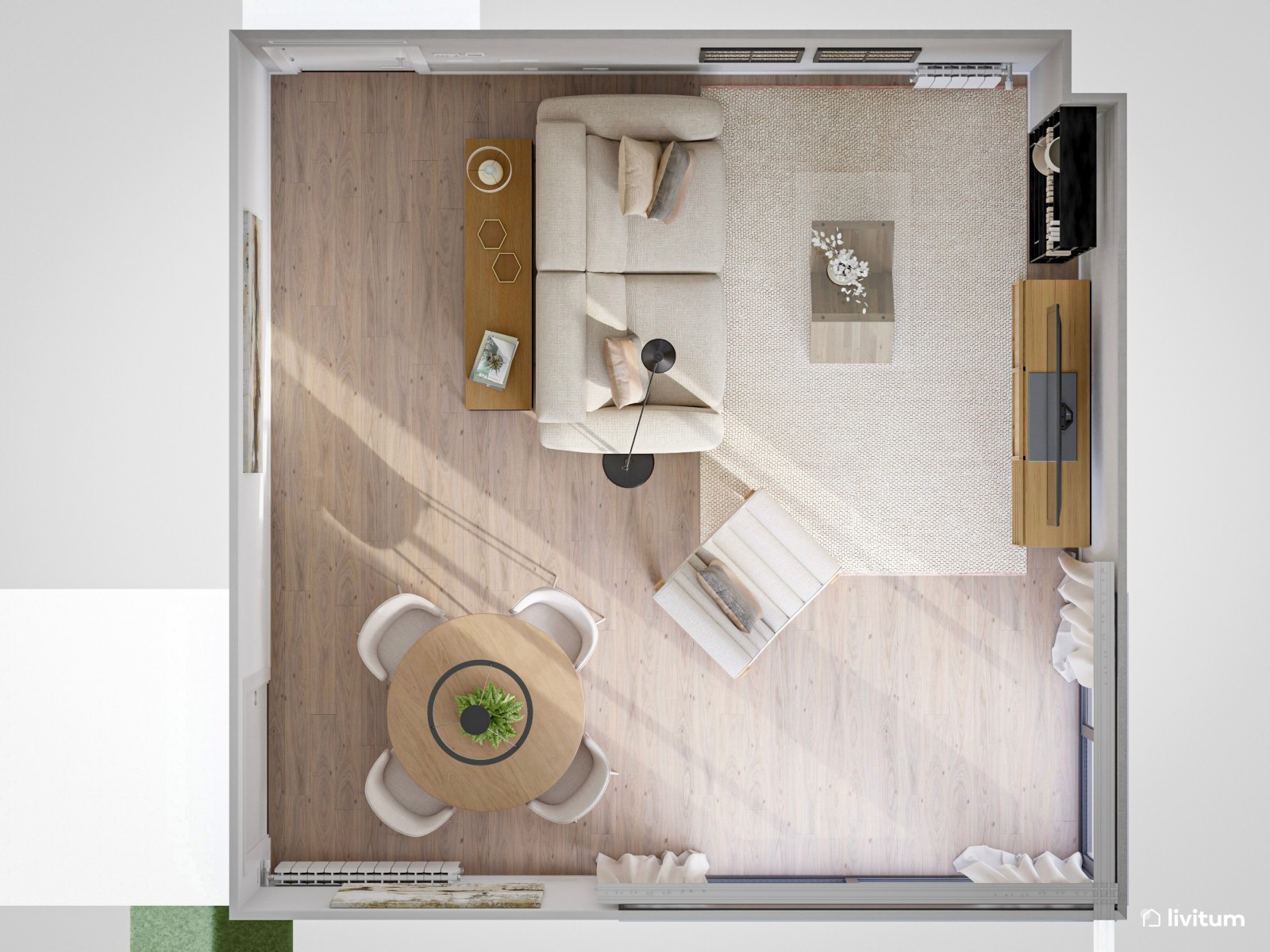 Salón de estilo nórdico: un servicio de decoración para los clientes de una constructora 