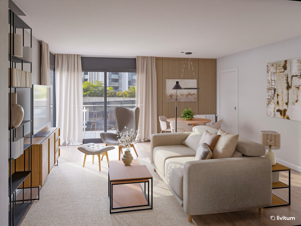 Salón de estilo nórdico: un servicio de decoración para los clientes de una constructora 