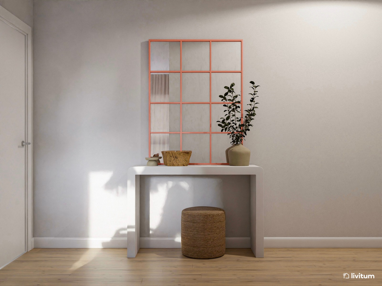 Salón ecléctico decorado en madera y tonos vibrantes