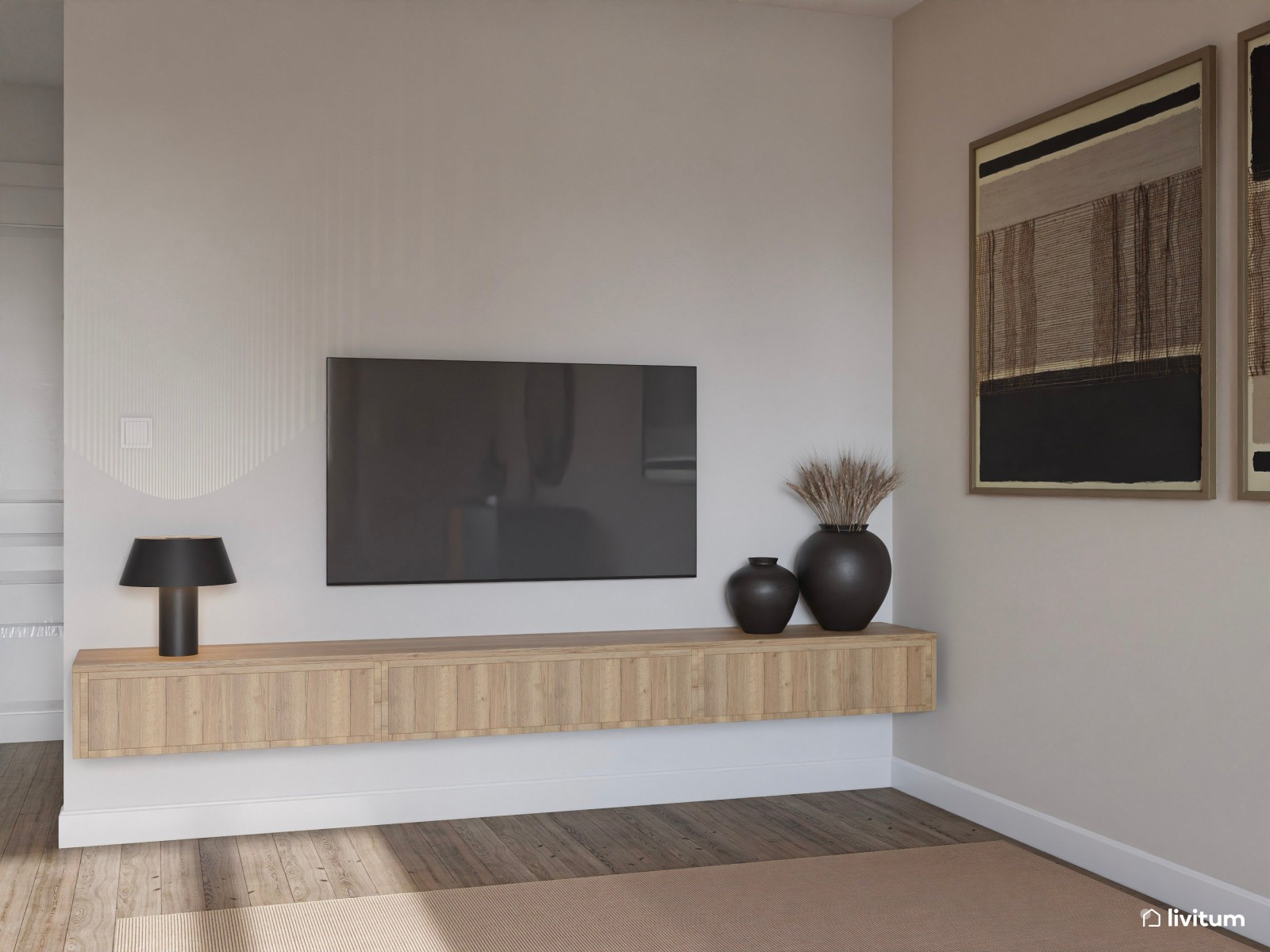 Salón elegante con muebles modernos y decoración en tonos tierra