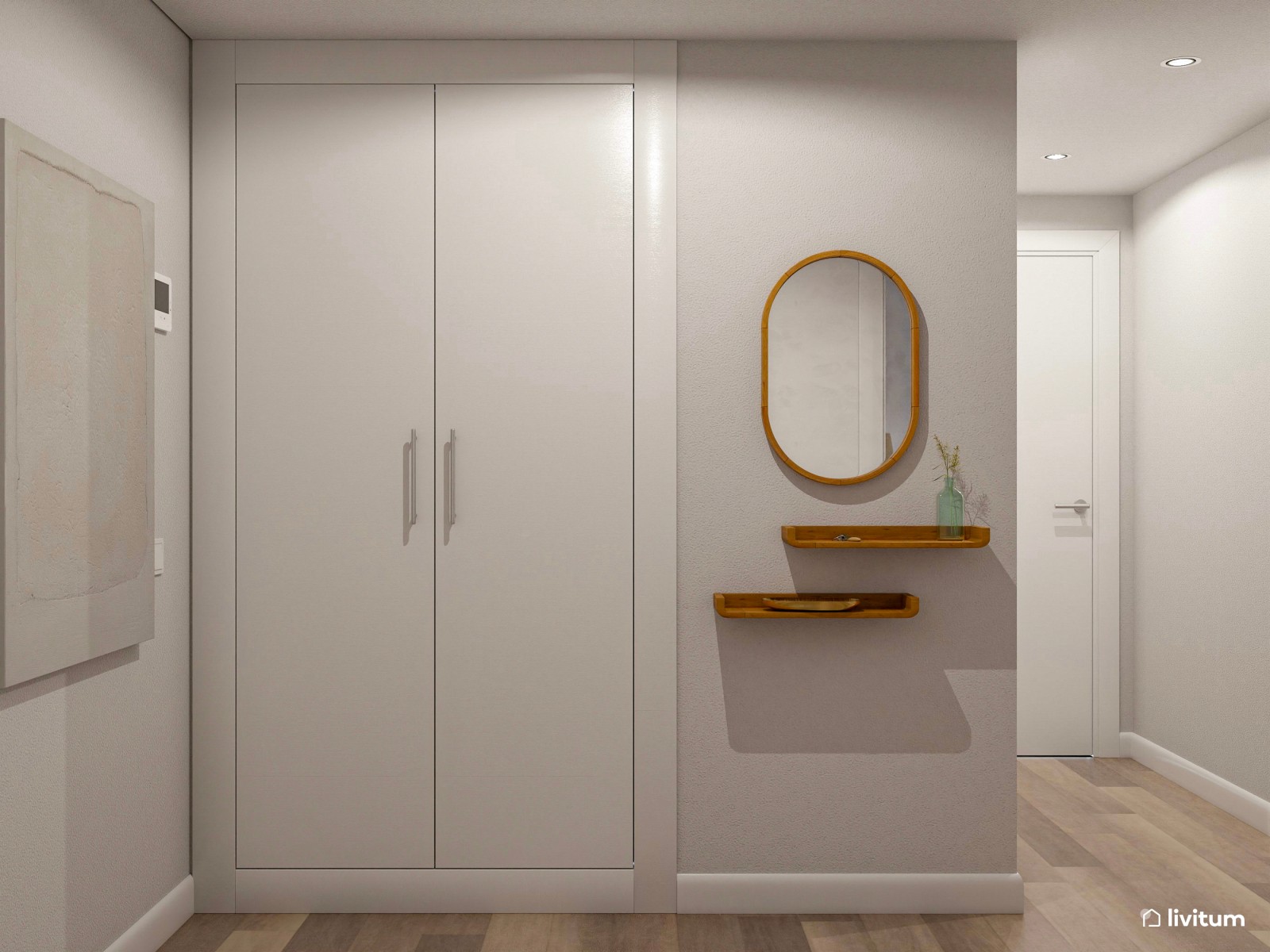 Salón moderno con detalles en verde y suaves texturas