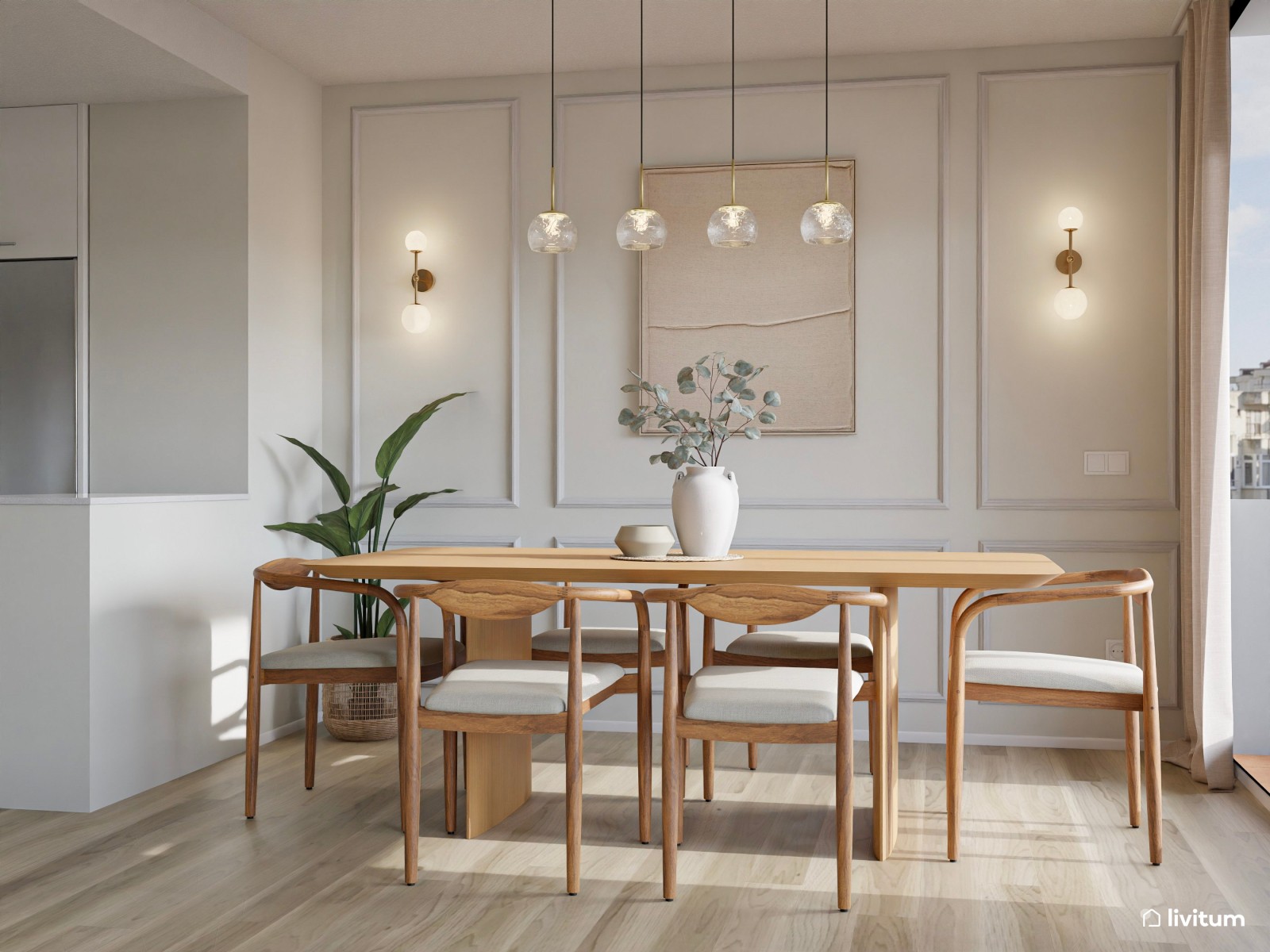 Salón moderno con toques clásicos y detalles dorados