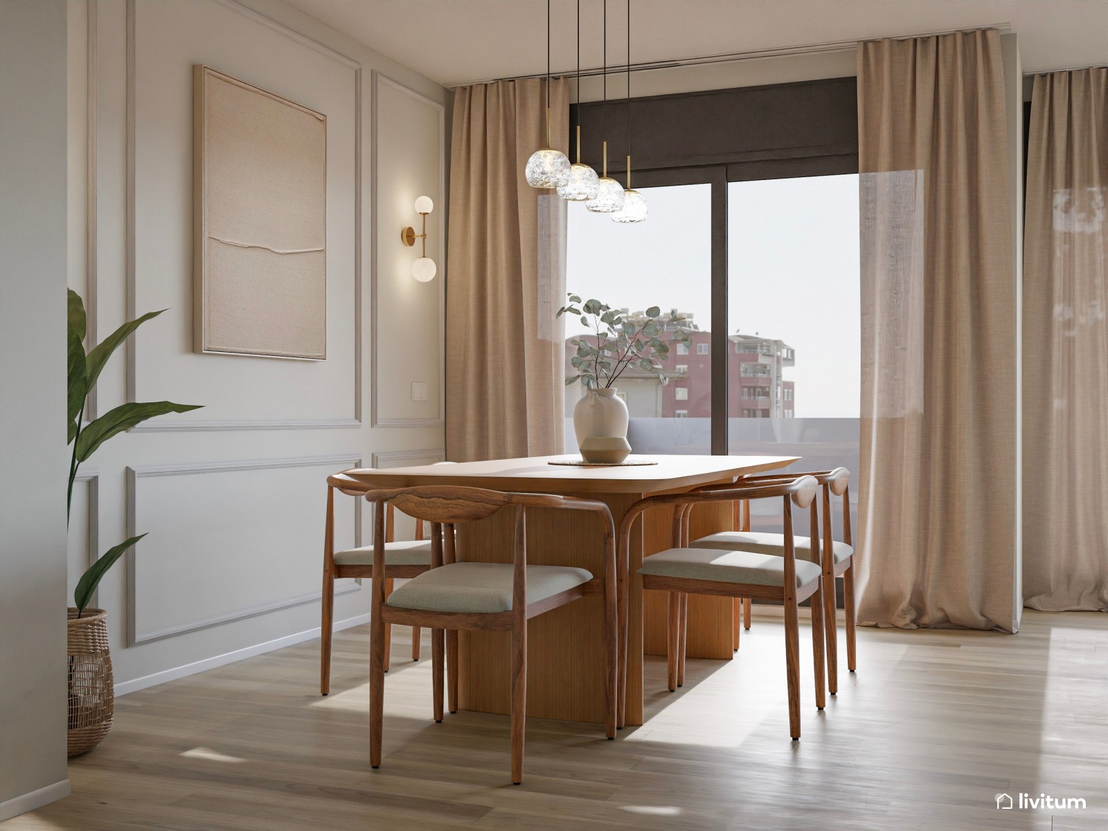 Salón moderno con toques clásicos y detalles dorados