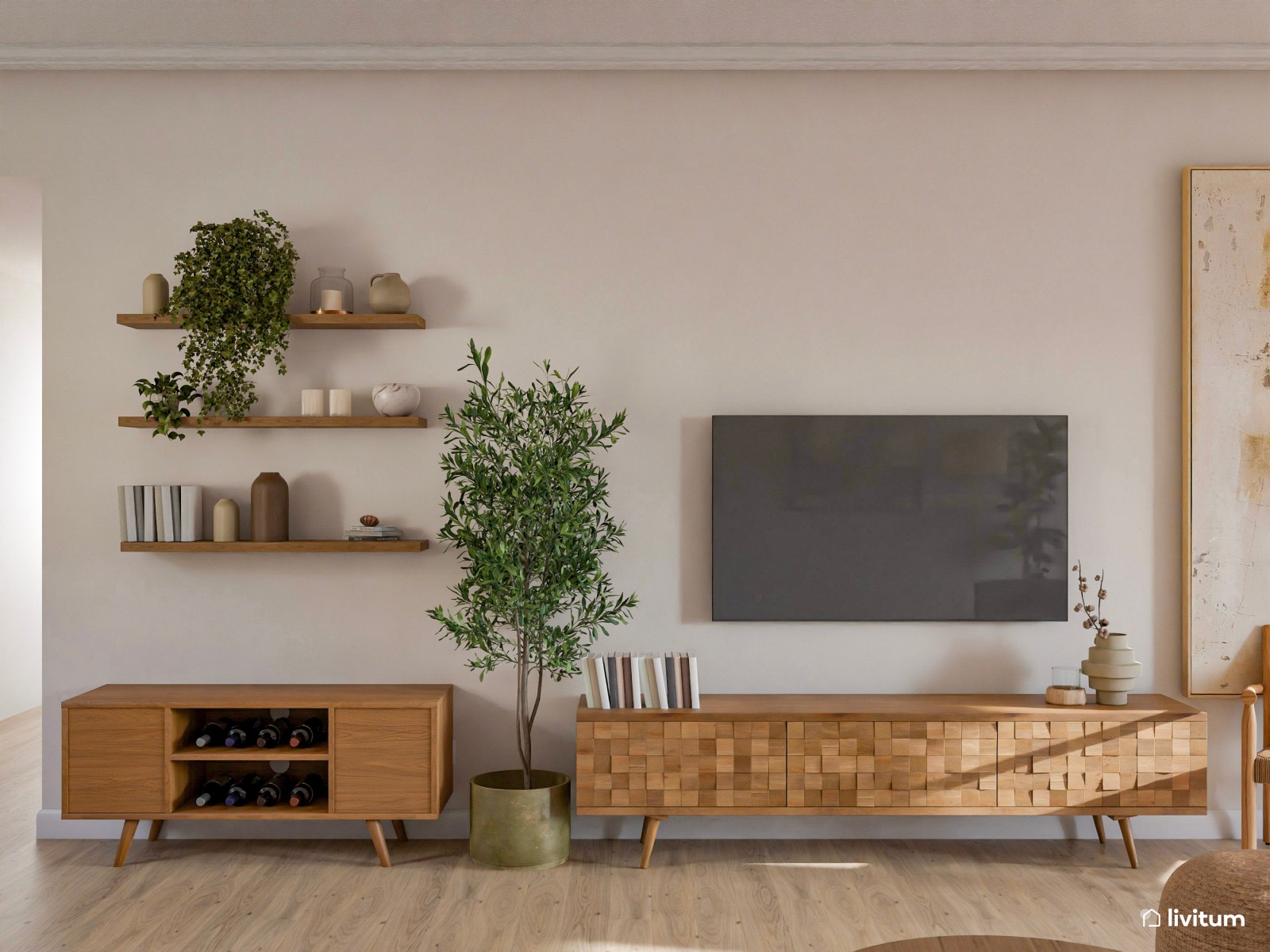 Salón moderno de aire industrial con decoración en gris, blanco y negro 