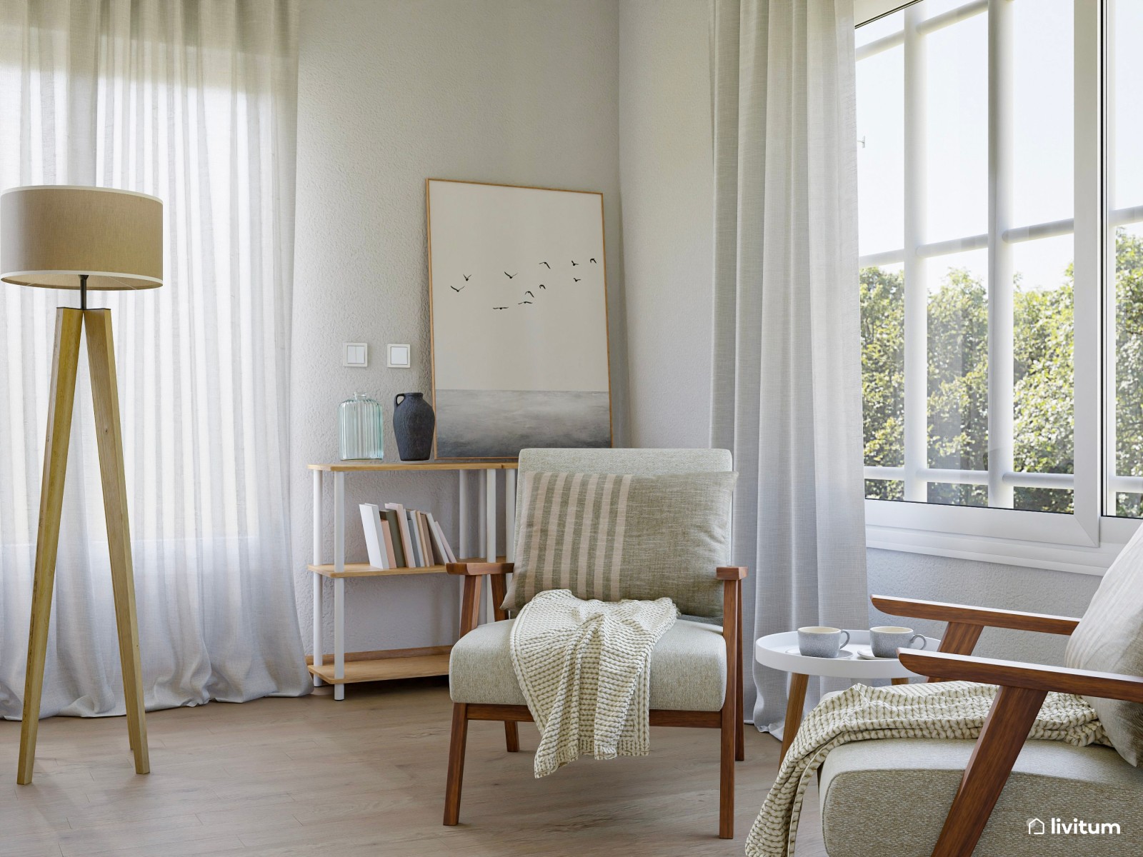  Salón moderno, elegante y amplio con mucha luz natural