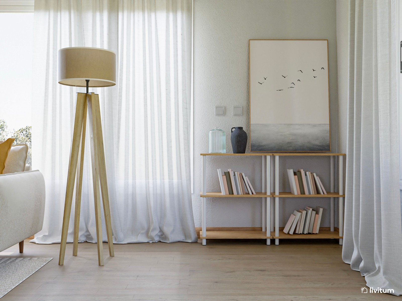  Salón moderno, elegante y amplio con mucha luz natural