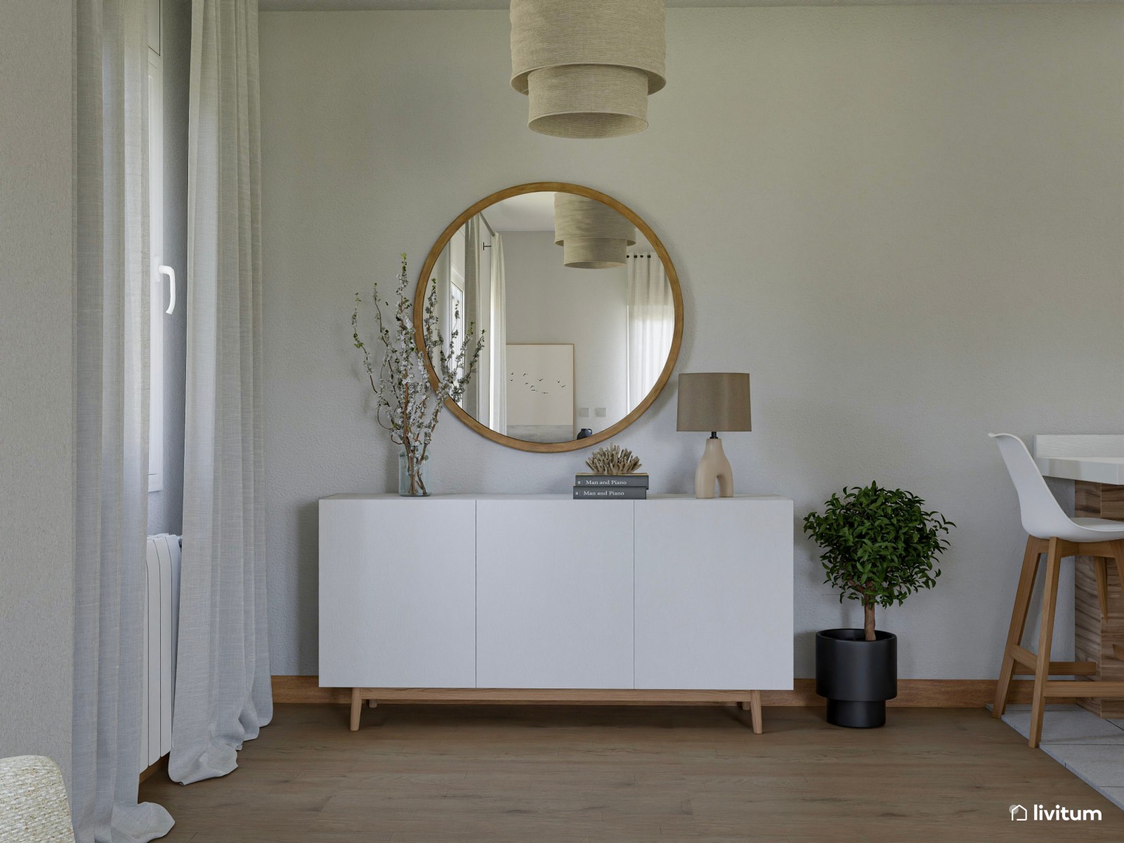  Salón moderno, elegante y amplio con mucha luz natural