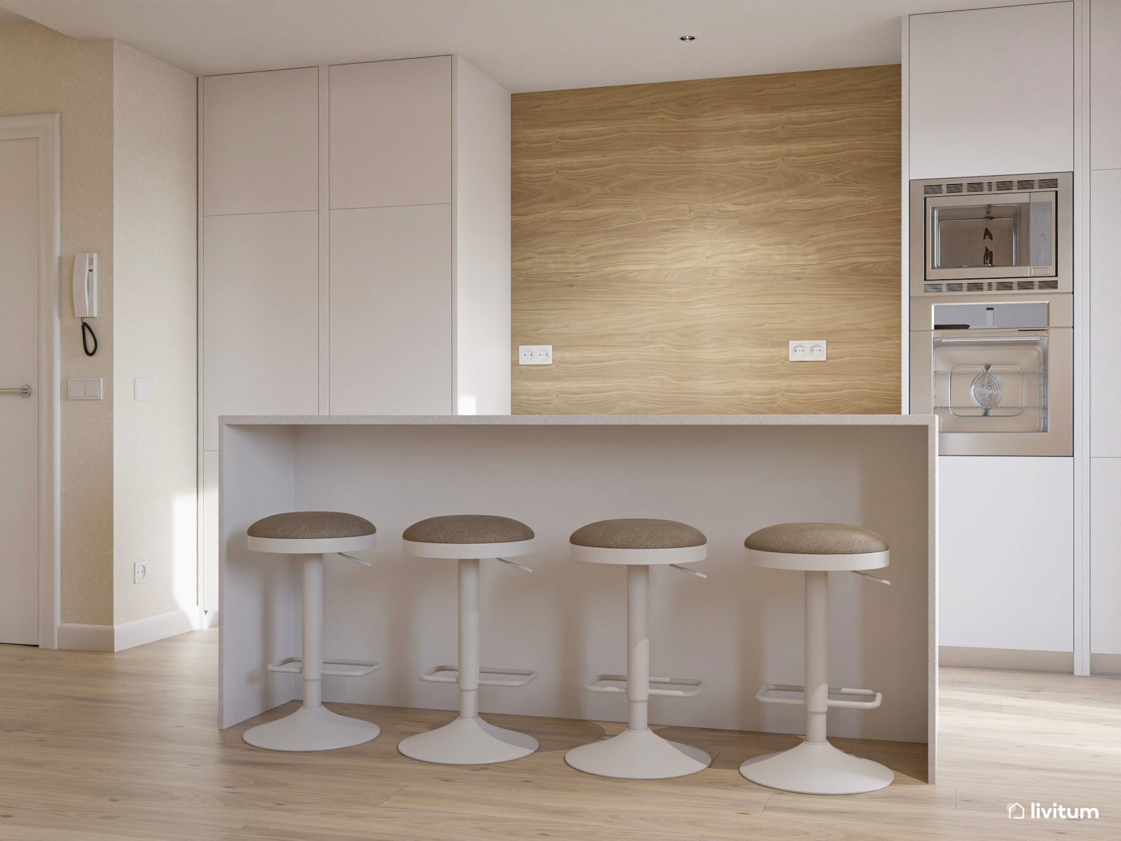 Salón moderno en tonos cálidos y elegante mueble de TV 
