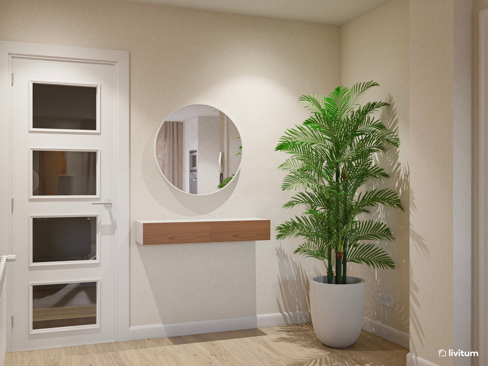 Salón moderno en tonos cálidos y elegante mueble de TV 