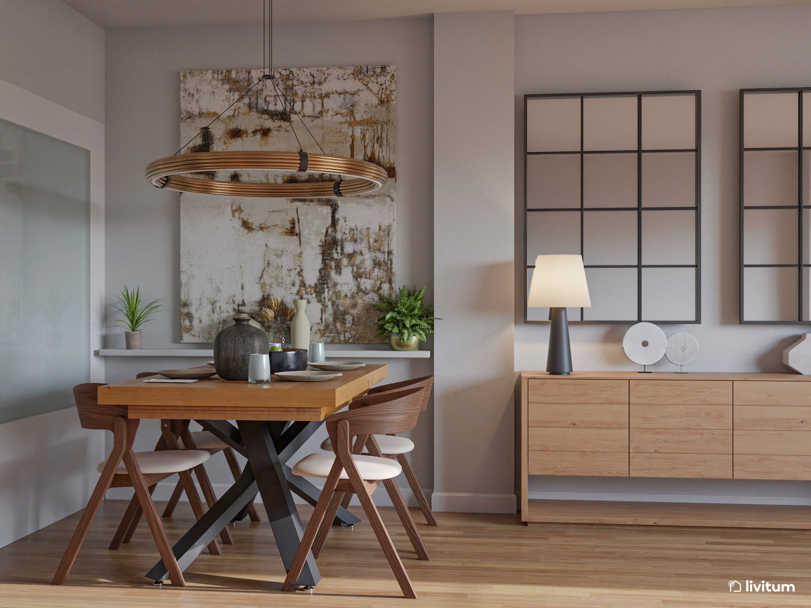 Salón moderno en tonos claros ideal para relajarse y descansar