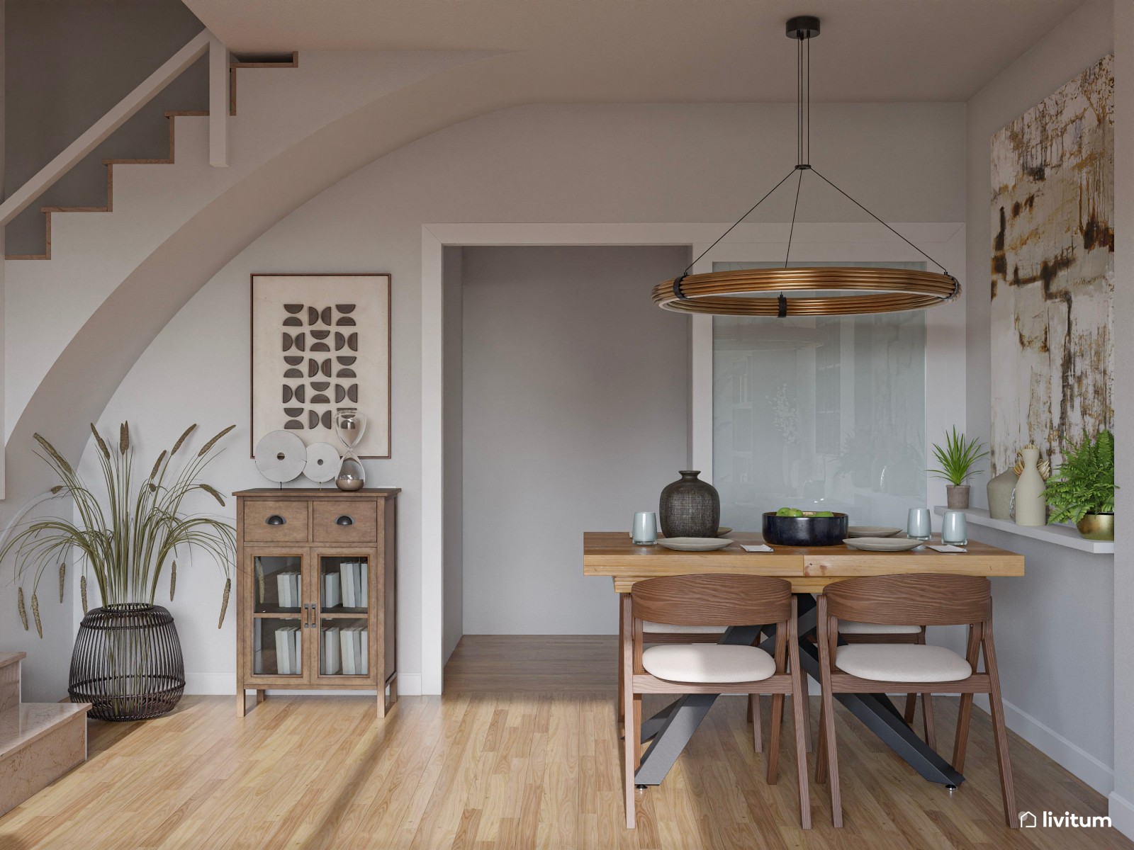 Salón moderno en tonos claros ideal para relajarse y descansar