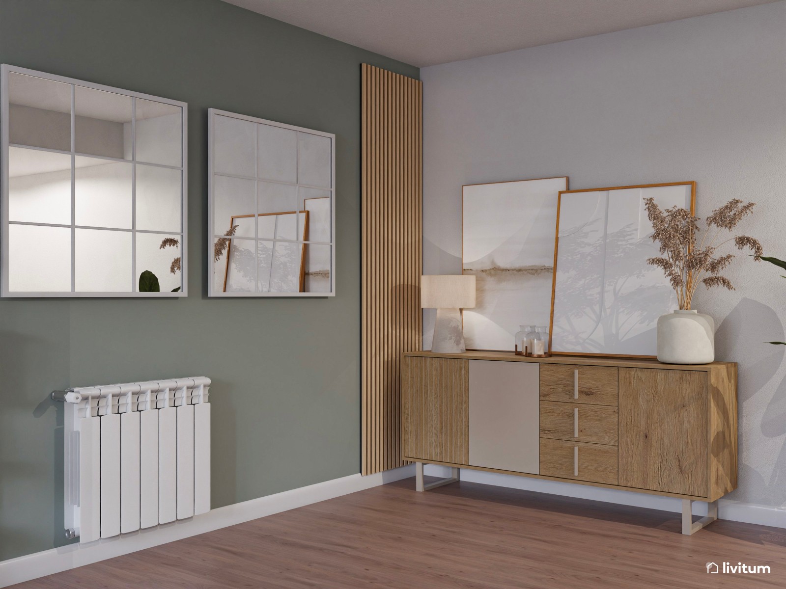 Salón muy luminoso con decoración natural y bohemia