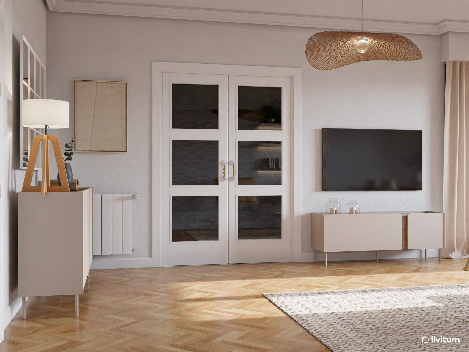 Salón nórdico con detalles boho y una decoración pensada para la calma mental
