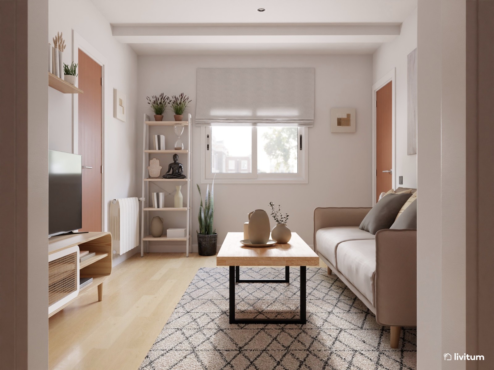 Salón nórdico pequeño con mucho encanto 