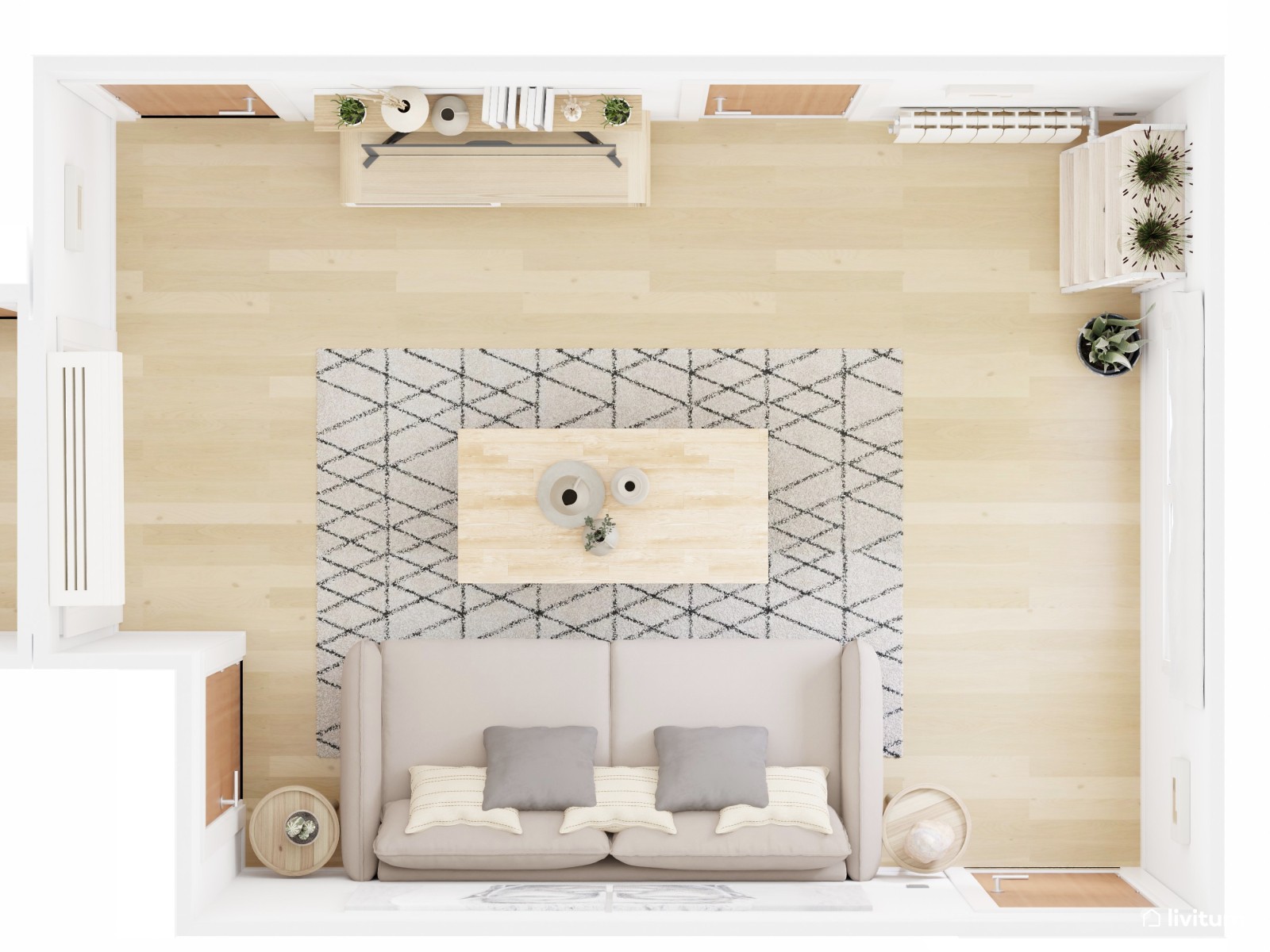 Salón nórdico pequeño con mucho encanto 