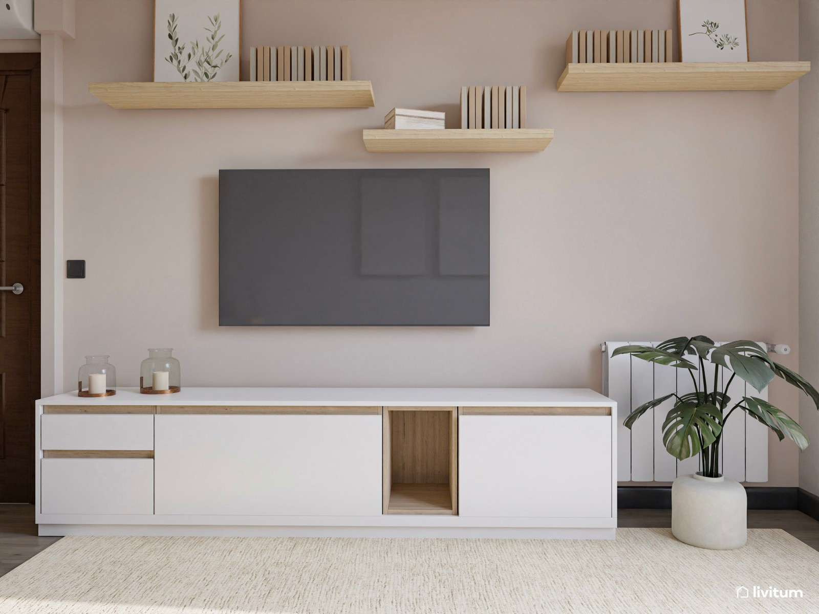 Salón pequeño boho y moderno de 18 m² con textiles suaves